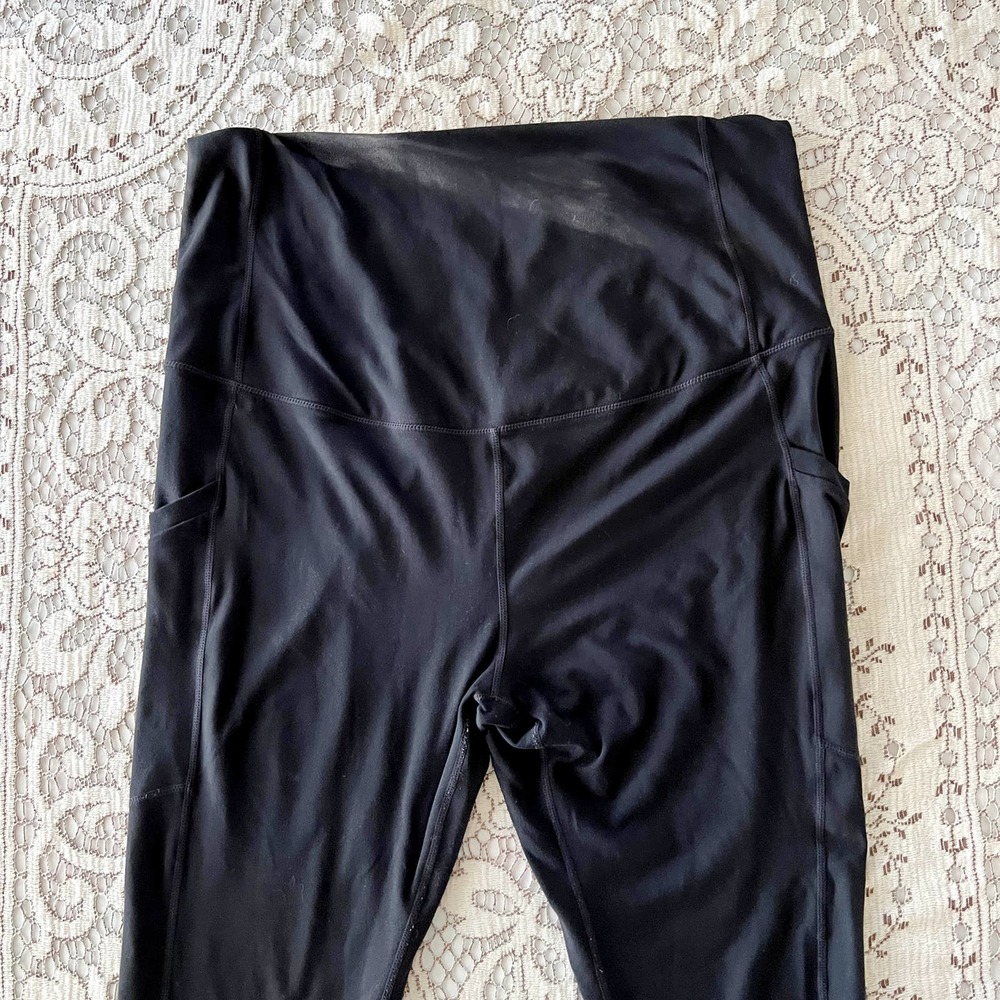 Fabletics XXL PureLuxe High-Waisted Maternity 7/8 Legging Black Pockets 2 Pairs - Picture 3 of 9